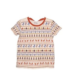 Disney Our Universe Woodland Fair Isle Print Tee Cream Multi 5T AR41